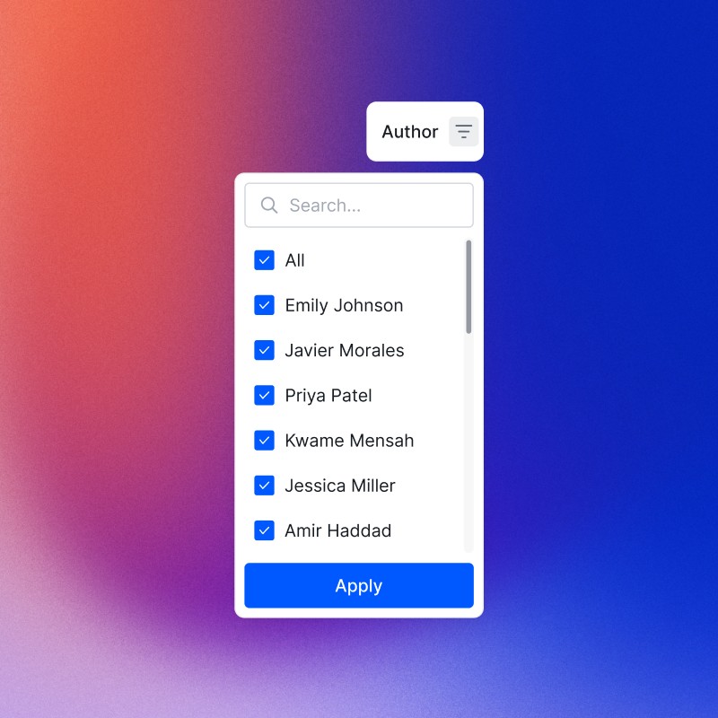 Filter projects in the project list